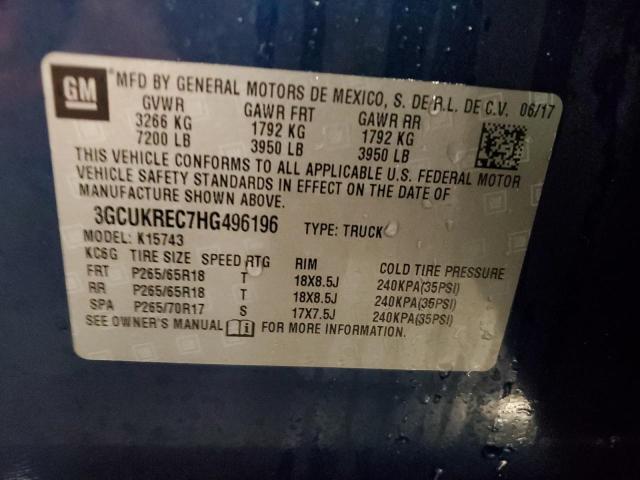 2017 CHEVROLET 1500 - 3GCUKREC7HG496196