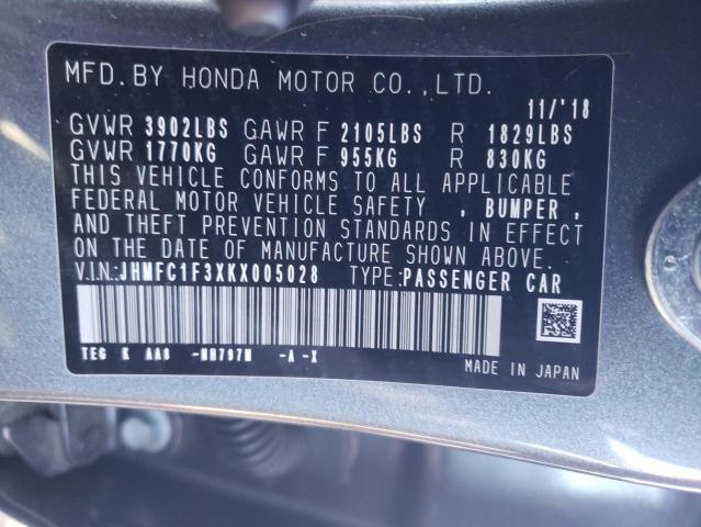 2019 HONDA CIVIC EX - JHMFC1F3XKX005028
