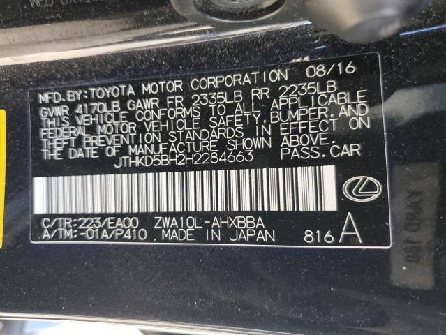 2017 LEXUS CT 200 JTHKD5BH2H2284663