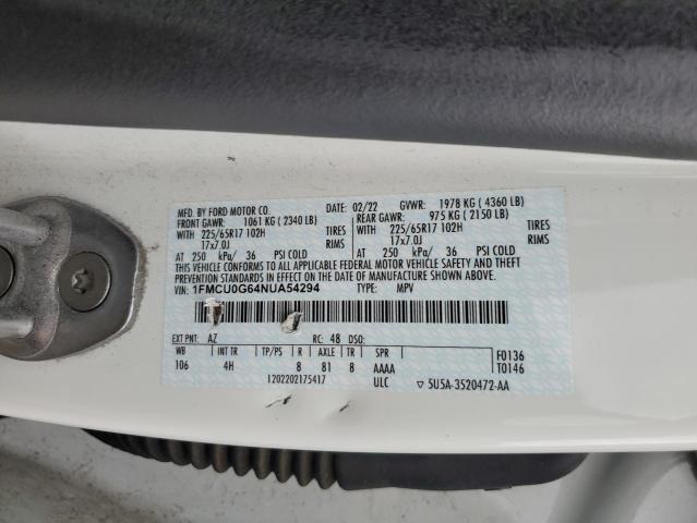 VIN 1FMCU0G64NUA54294 2022 FORD ESCAPE no.13