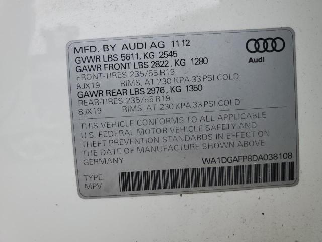 VIN WA1DGAFP8DA038108 2013 AUDI Q5 no.13