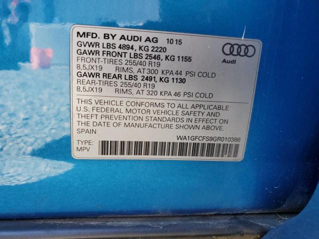 2016 AUDI Q3 PRESTIG WA1GFCFS9GR010386