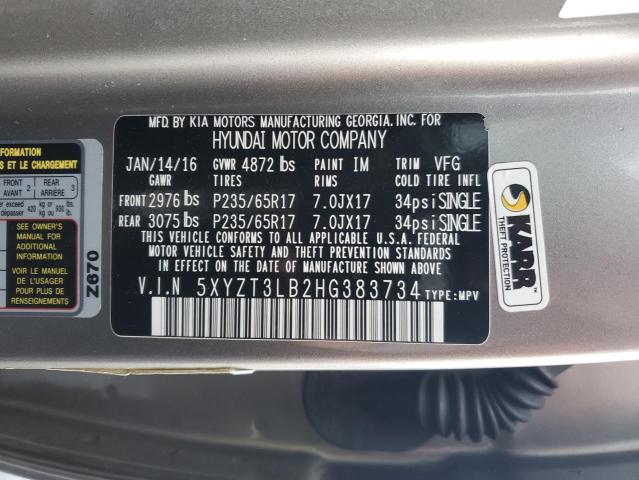 2017 HYUNDAI SANTA FE S - 5XYZT3LB2HG383734