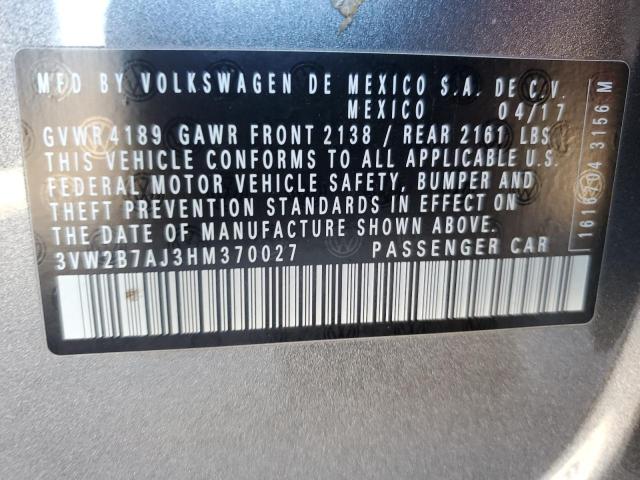 2017 VOLKSWAGEN JETTA S - 3VW2B7AJ3HM370027