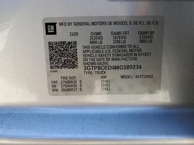 2021 GMC SIERRA C15 - 3GTP8CED4MG180234