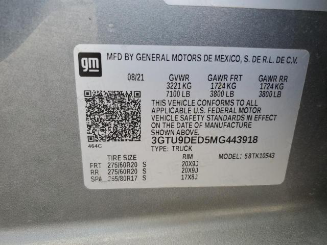 2021 GMC SIERRA K15 - 3GTU9DED5MG443918