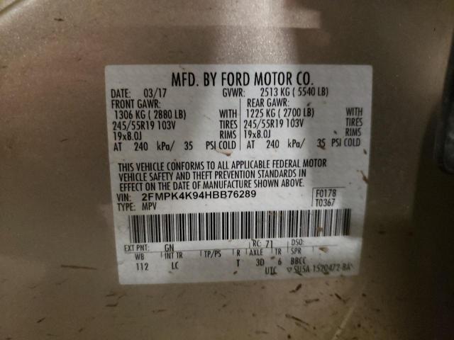 2017 FORD EDGE TITAN - 2FMPK4K94HBB76289