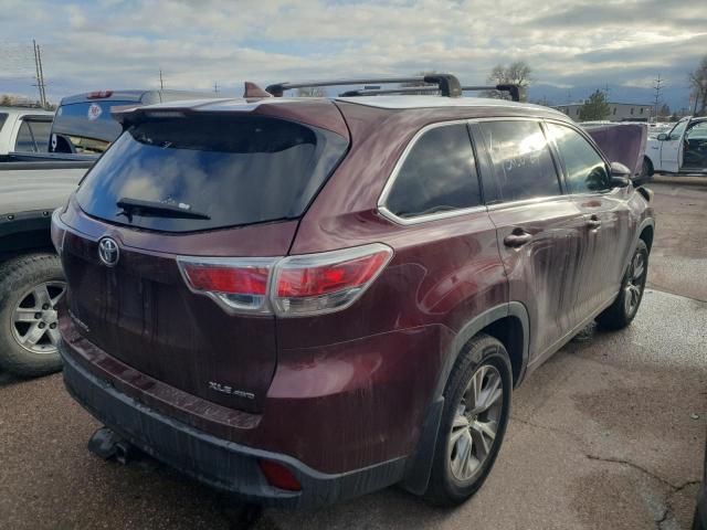 TOYOTA HIGHLANDER 2015 burgundy  gas 5TDJKRFH3FS118131 photo #4