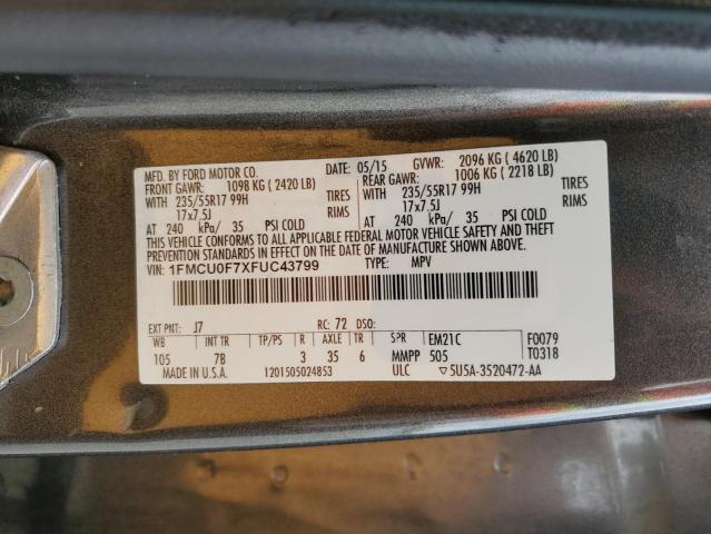 VIN 1FMCU0F7XFUC43799 2015 Ford Escape, S no.14