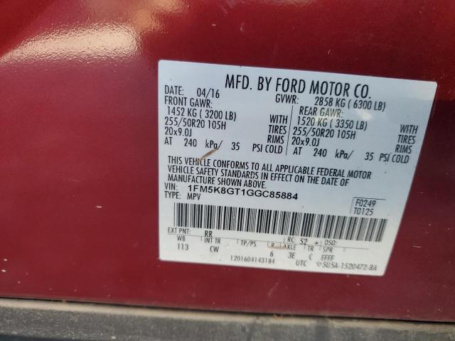 2016 FORD EXPLORER S - 1FM5K8GT1GGC85884