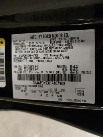 2017 FORD FUSION TIT - 3FA6P0K9XHR407908