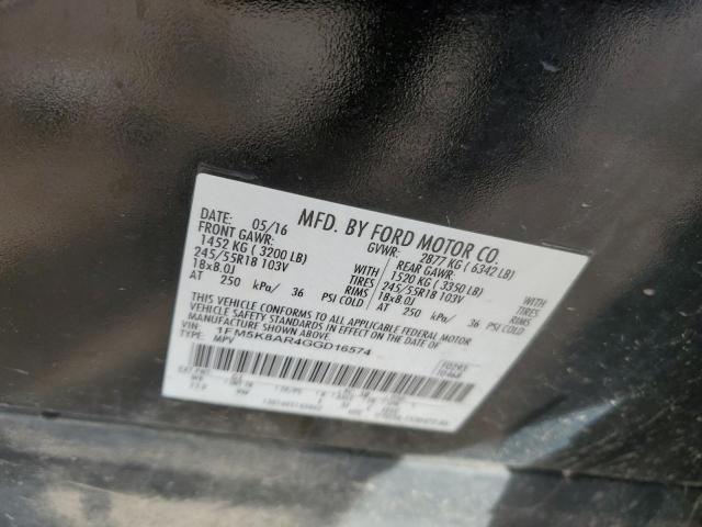 2016 FORD EXPLORER P - 1FM5K8AR4GGD16574
