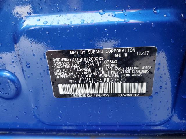 2018 SUBARU WRX PREMIU - JF1VA1C64J9823820