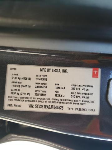 VIN 5YJ3E1EA2JF044526 2018 TESLA MODEL 3 no.12