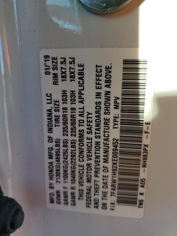 2019 HONDA CR-V TOURI - 7FARW1H92KE009452