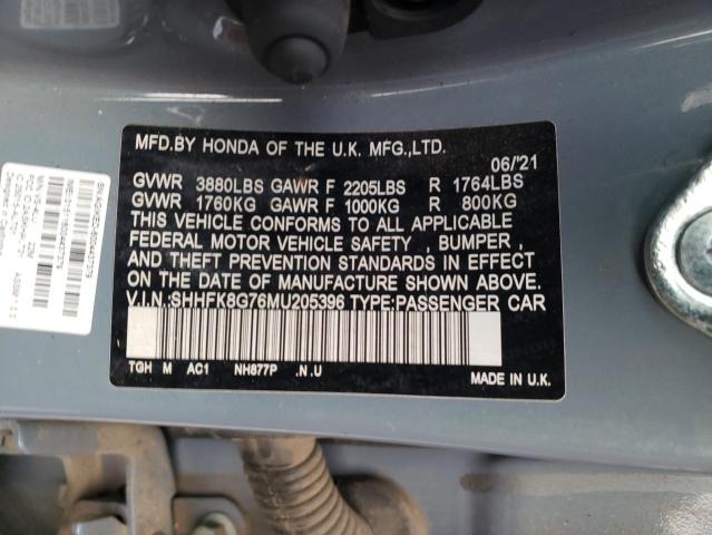 2021 HONDA CIVIC R SHHFK8G76MU205396