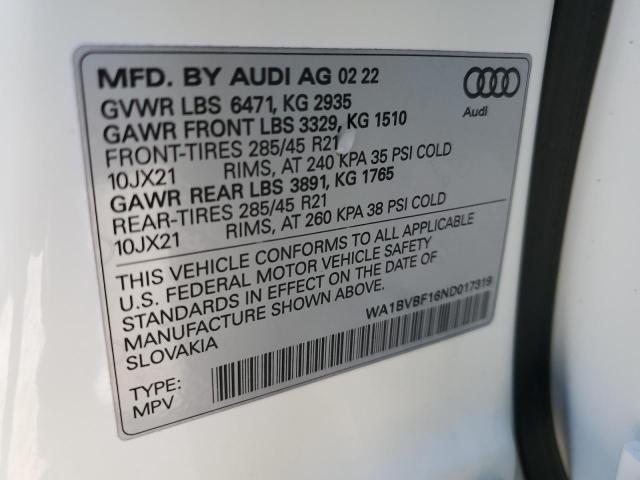 VIN WA1BVBF16ND017319 2022 AUDI Q8 no.13