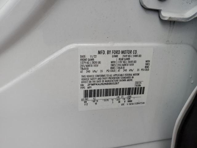 VIN 2FMPK4J92NBB03287 2022 FORD EDGE no.13