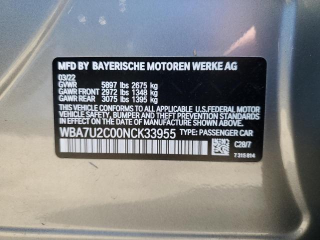 VIN WBA7U2C00NCK33955 2022 BMW 7 SERIES no.12