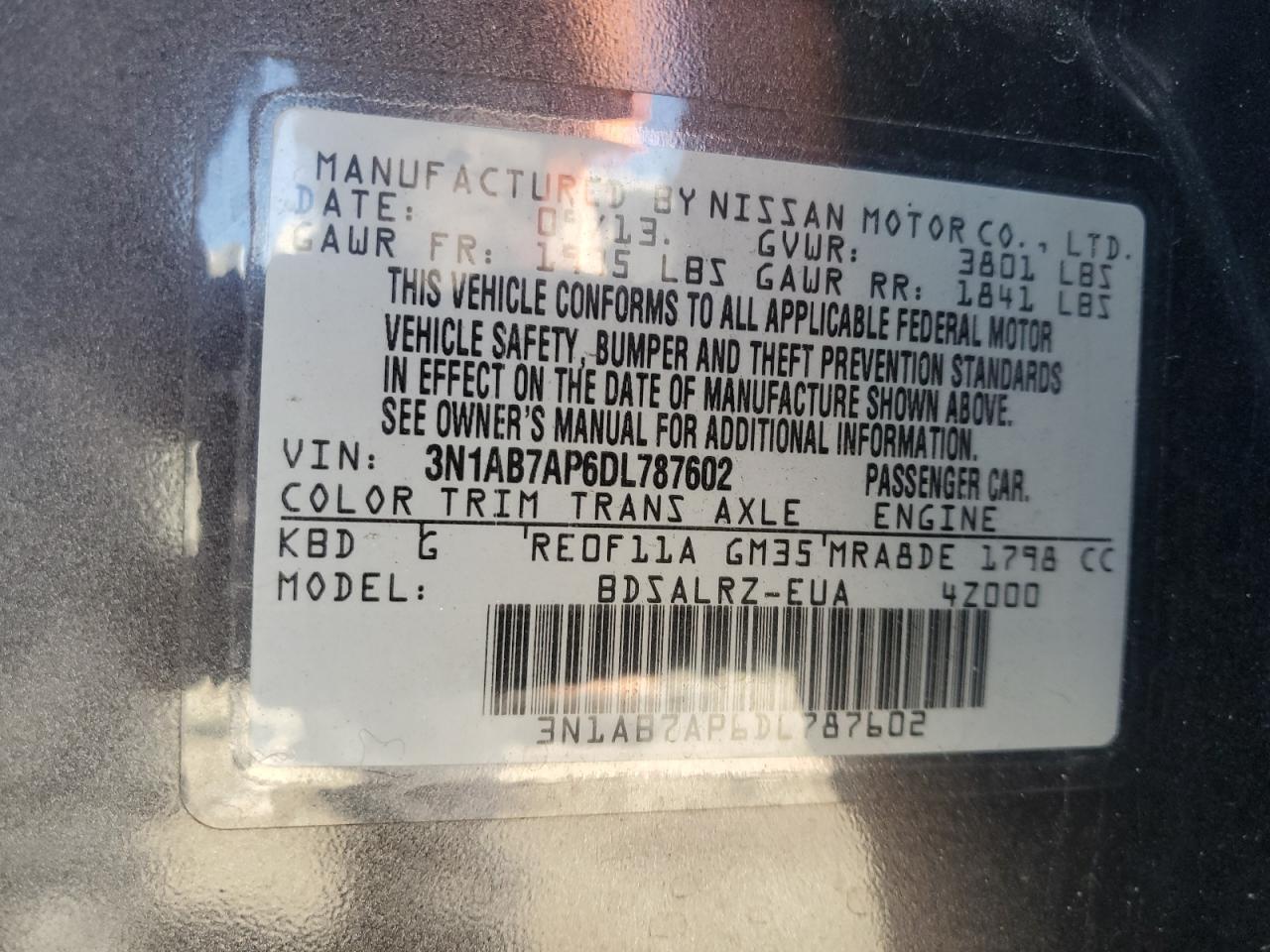 Lot #3033356820 2013 NISSAN SENTRA S