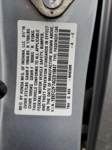 2016 HONDA CIVIC EX - 19XFC2F74GE019847