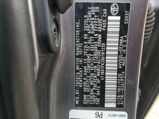 2016 TOYOTA CAMRY HYBR - 4T1BD1FK2GU181239
