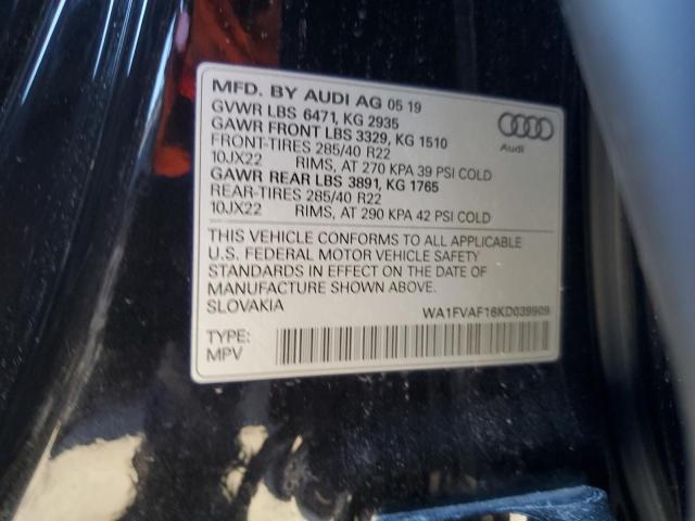 2019 AUDI Q8 PRESTIG WA1FVAF16KD039909