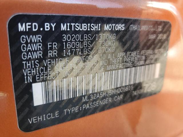 2017 MITSUBISHI MIRAGE GT ML32A5HJ5HH005615