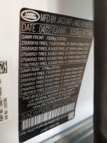 2022 LAND ROVER RANGE ROVE - SALWR2SU8NA242783