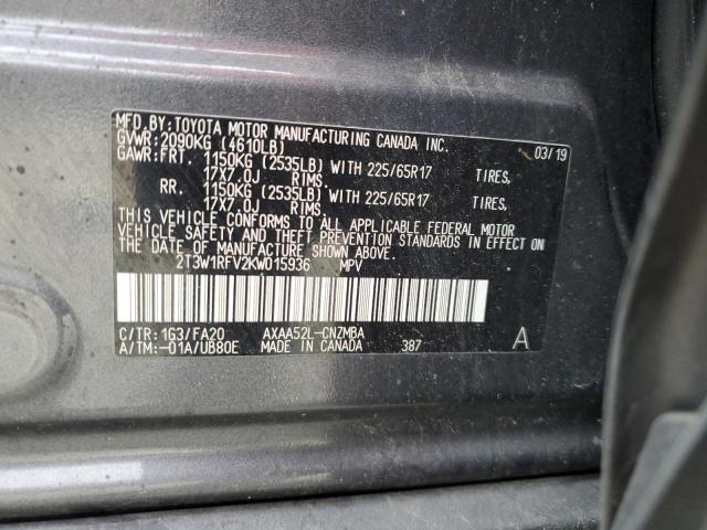 2019 TOYOTA RAV4 XLE - 2T3W1RFV2KW015936