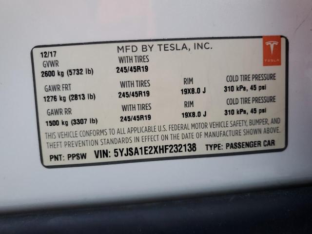2017 TESLA MODEL S - 5YJSA1E2XHF232138