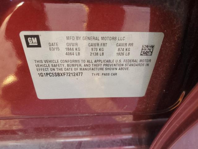 VIN 1G1PC5SBXF7212477 2015 Chevrolet Cruze, LT no.12