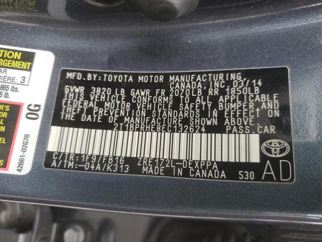 VIN 2T1BPRHE8EC132624 2014 TOYOTA COROLLA no.12