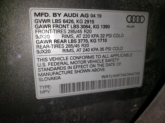 VIN WA1LHAF74KD040782 2019 Audi Q7, Premium Plus no.13