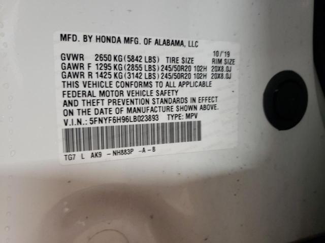 2020 HONDA PILOT TOUR - 5FNYF6H96LB023893