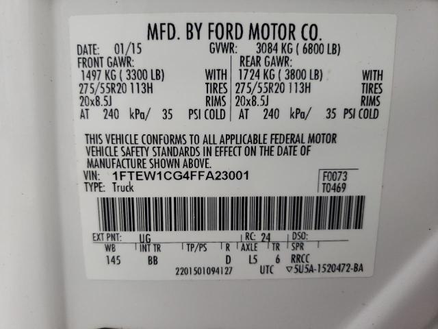 2015 FORD F150 SUPER - 1FTEW1CG4FFA23001