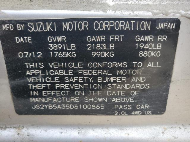 VIN JS2YB5A35D6100865 2013 SUZUKI SX4 no.14