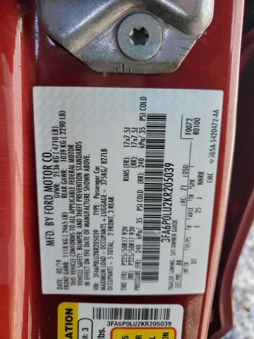 2019 FORD FUSION SE - 3FA6P0LU2KR205039