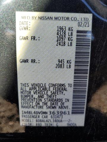 2021 NISSAN ALTIMA SV - 1N4BL4DV0MN363961