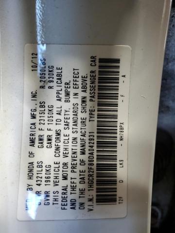 VIN 1HGCR2F86DA042931 2013 Honda Accord, Exl no.12