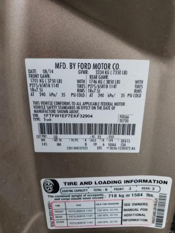 VIN 1FTFW1EF7EKF32904 2014 Ford F-150, Supercrew no.12