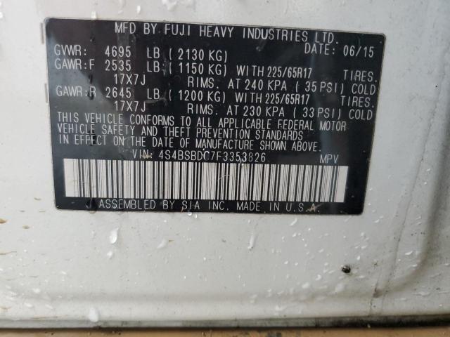 2015 SUBARU OUTBACK 2. - 4S4BSBDC7F3353826