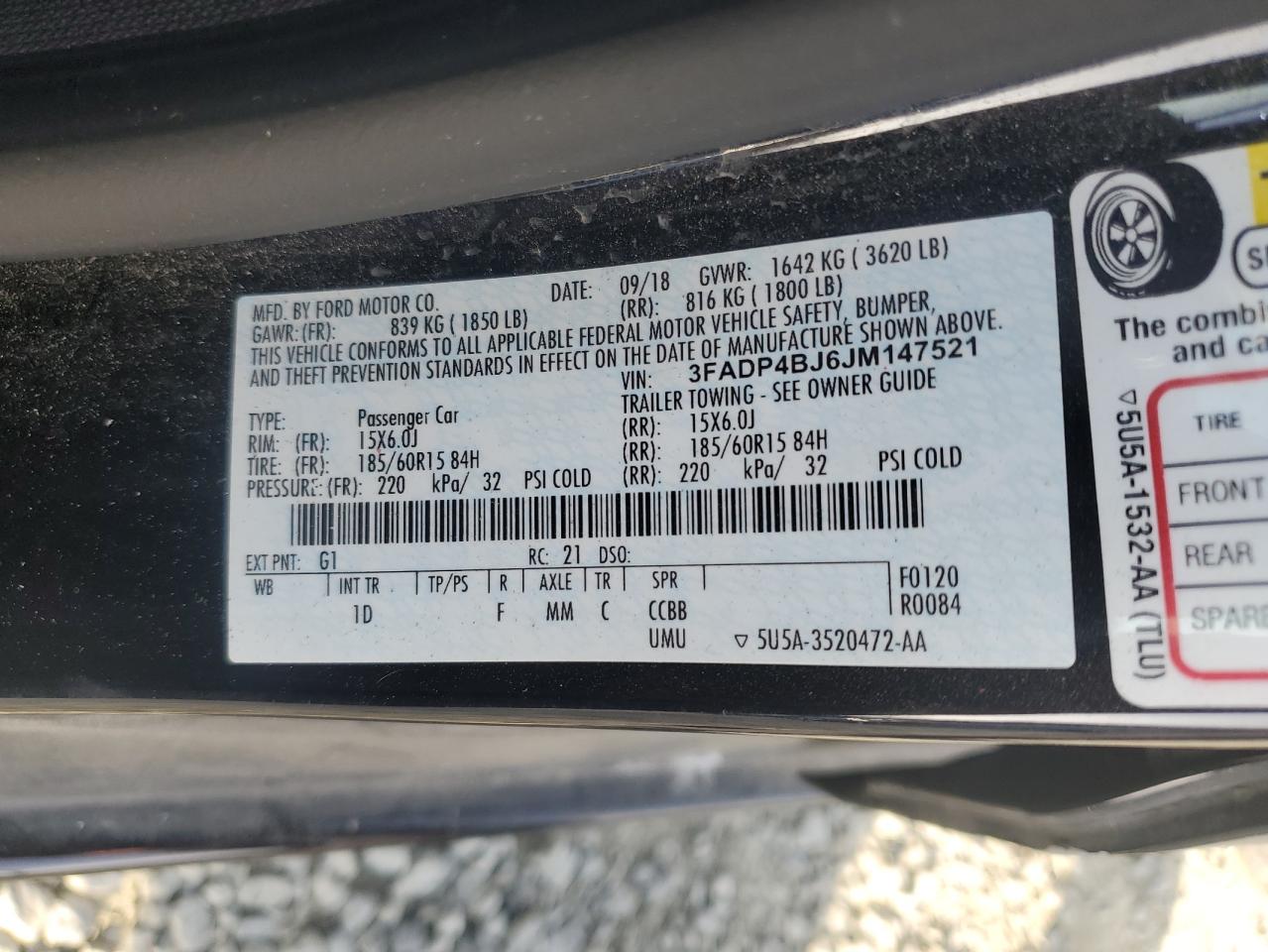 Lot #3024516348 2018 FORD FIESTA SE