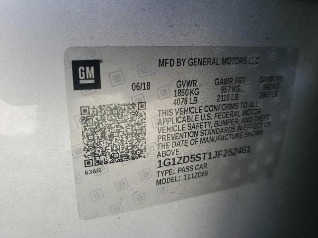 2018 CHEVROLET MALIBU - 1G1ZD5ST1JF252461