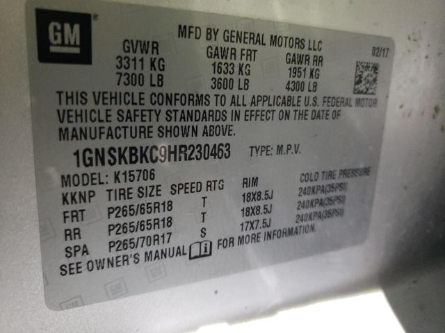 2017 CHEVROLET TAHOE K150 - 1GNSKBKC9HR230463