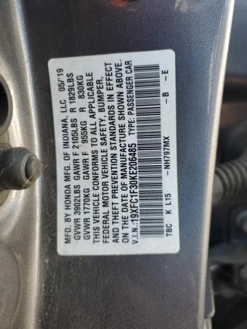 19XFC1F30KE206485 2019 HONDA CIVIC