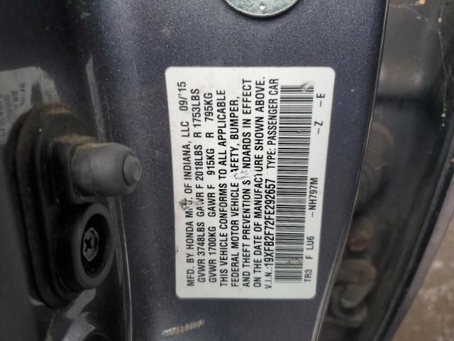 VIN 19XFB2F72FE292657 2015 HONDA CIVIC no.13