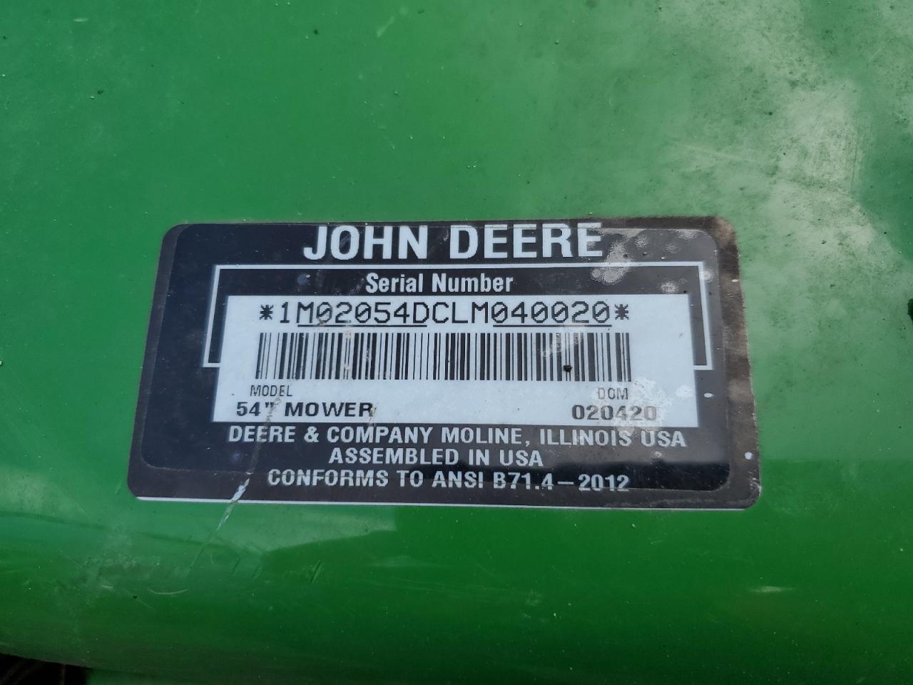 Lot #2974604450 2020 JOHN DEERE MOWER DECK