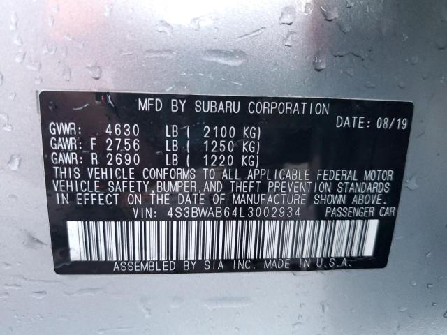 2020 SUBARU LEGACY - 4S3BWAB64L3002934
