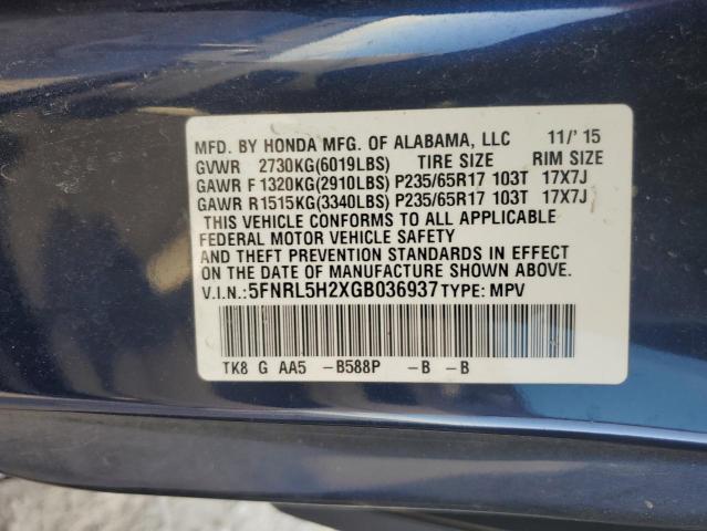 VIN 5FNRL5H2XGB036937 2016 Honda Odyssey, LX no.14